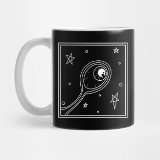 Psychedelic Space Eyeball Line Art White Mug